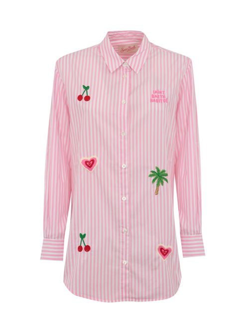 Camicia Brigitte a righe in popeline con ricami Mc2 Saint Barth | BRIGITTE04186H POPELINE STRIPES V 21 E